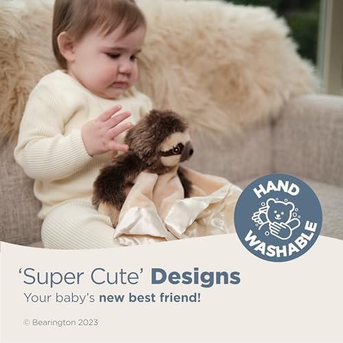 Bearington Baby Speedy Snuggler - 15" Soft Sloth Lovey Security Blanket with Satin Trim and Plush Sloth Head - Cuddly Comfort Lovey for Baby Boys and Girls - Cute Animal Gift for Babies - Image 3