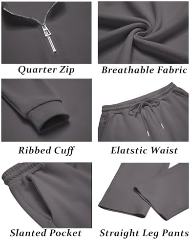 COOFANDY Men's 2 Piece Tracksuit Set Polo Athletic Sweatsuit Quarter Zip Jogging Long Sleeve Casual Sports Outfits - Image 5