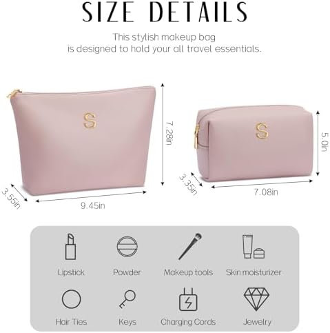 Gifts for Women Girls Personalized Initial Travel Makeup Bag - Image 4
