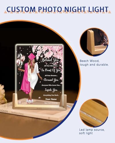 Personalized Name Graduation Gifts Custom Night Light LED Table Lamp Portrait Creator for Her 2026 University High School Keepsake(Girl C) - Image 5