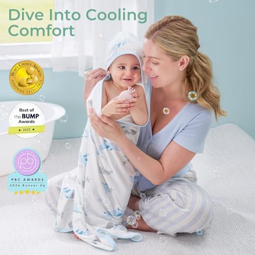 Momcozy Baby Towels, Soft Absorbent Bath Towel for Newborn&Toddler,Whale - Image 4