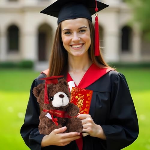 Bear with Graduation Cap Toys Class of 2026 Plush Stuffed Teddy Bear Animal Dog Cap and Gown with Greeting Card and Bag for Graduation Day Gift(Red B) - Image 5