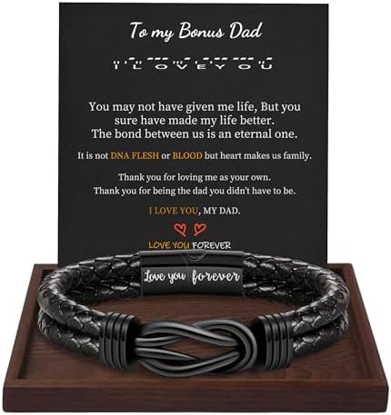 Btysun Gifts for Men, Gifts for Boyfriend Leather Bracelets for Men Stocking Stuffers for Him 2026 I Love You Gift Infinity Cuff Bracelets Birthday Christmas Jewelry for Son Grandson Dad Husband by BTYSUN