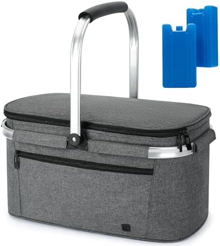 ALLCAMP Picnic Basket, 2 Ice Boxes, 32L Insulated Cooler Foldable, Thick by ALLCAMPOUTDOORGEAR