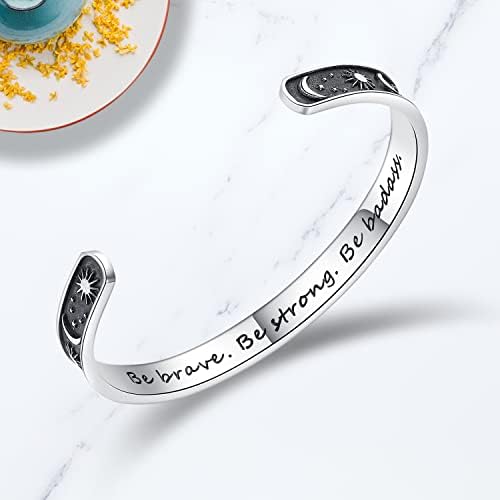 TONY & SANDY Inspirational Bracelets for Women Teen Girls Personalized Gifts for Daughter Granddaughter Mom Sister Friends Stainless Steel Engraved Cuff Birthday Easter Christmas - Image 2
