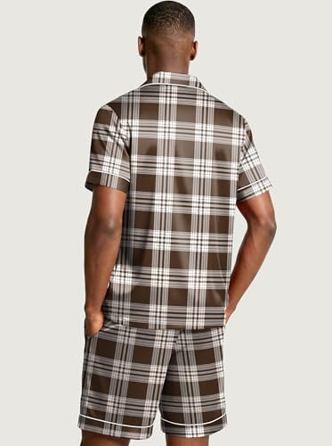 Ekouaer Mens Silk Satin Pajamas Set Short Sleeve Button Up Lounge Pjs Set - Image 6
