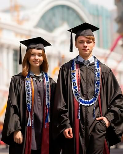 ALKB 2026 Graduation Lei Set - Two-Tone Braided Ribbon with Honor Cord, Unisex Graduation Gift for Graduates, Polyester - Image 4