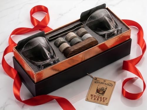 Mixology & Craft Whiskey Stones Gift Set for Men | Whiskey Glass and Stones Set with a Classy Gift Box and 6 Granite Round Whiskey Stones | Whiskey Lovers Gifts for Men, Dad, Husband, Boyfriend - Image 5