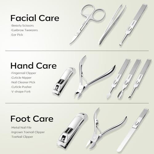 FAMILIFE Stainless Steel Manicure Set 11-in-1 Professional Nail Clipper Kit - Image 6