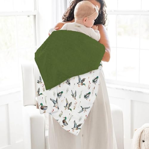 Watercolor Mallard Ducks Baby Blankets for Girl Boy Duck Hunting Soft Mink Dotted Backing Double Layer Swaddle Receiving Blanket Wild Ducks Birds Nursery Bed Throws for Newborn Toddler Crib 30x40 - Image 4