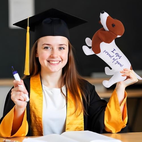 Blank Dachshund with Graduation Cap Toys Autograph Stuffed Dog Class of 2026 Graduated Plush Stuffed Teddy Animal Dog for Graduation Day Gift(Dachshund) - Image 5