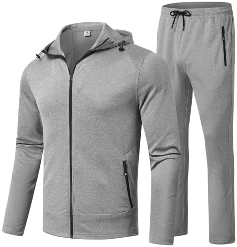 BGOWATU Men's Tracksuits Set Full Zip Jacket Hoodie Sweatsuit Running Sport Pants Outfits for Men with Zipper Pockets by BGOWATU