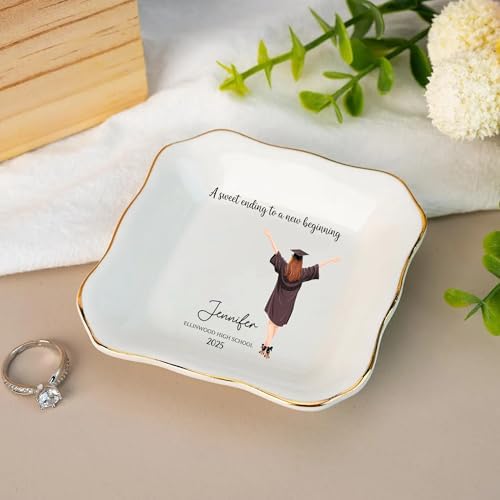 IZI POD Personalized Graduation Gifts for Her, Graduation Jewelry Dish, A Sweet Ending to a New Beginning, Gradua Senior Class of 2026, Gifts for Her, Women, Best Friends /1 - Image 2