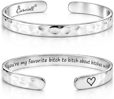 Carviell Bracelets for Women – 100+ Meaningful Engraved Messages – Solid 316L Surgical Stainless Steel Cuff Bracelet – Gift Ready by Carviell