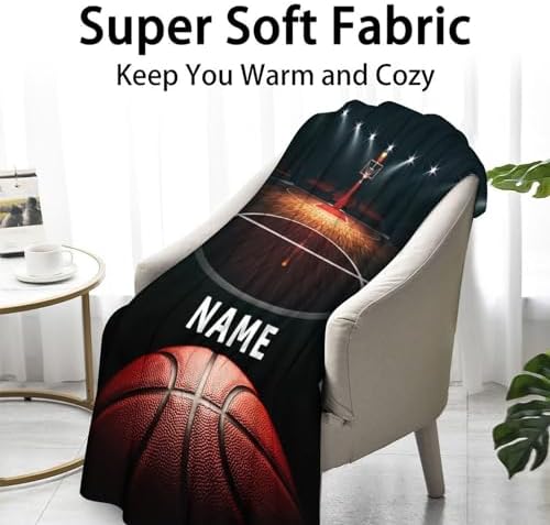 Mercuryelf Custom Basketball Throw Blanket - Soft, Fuzzy & Warm - 60x80 Inches Flannel Blankets for Bed, Couch - Black Sports Throws Gift for Men, Women - Image 2