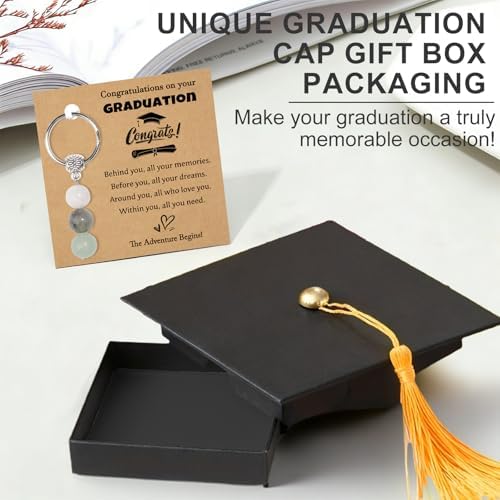 Graduation Gift for Her for Him, Lucky Crystals Keychain Gift for Class of 2026, with Unique Grad Cap Box and Gift Card, Adventure Begins Gifts, for College Graduate High School Party Favor Supply - Image 3