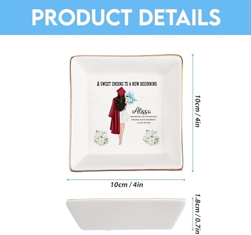 Personalized Jewelry dish graduation gifts for her 2025, A Sweet Ending to a New Beginning, Gifts for Best Friend 03 - Image 5