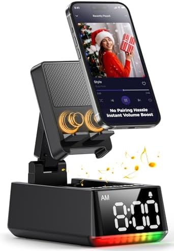 Bluetooth Speaker Birthday Gift for Men:Induction Cell Phone Stand Black by CHIFENCHY