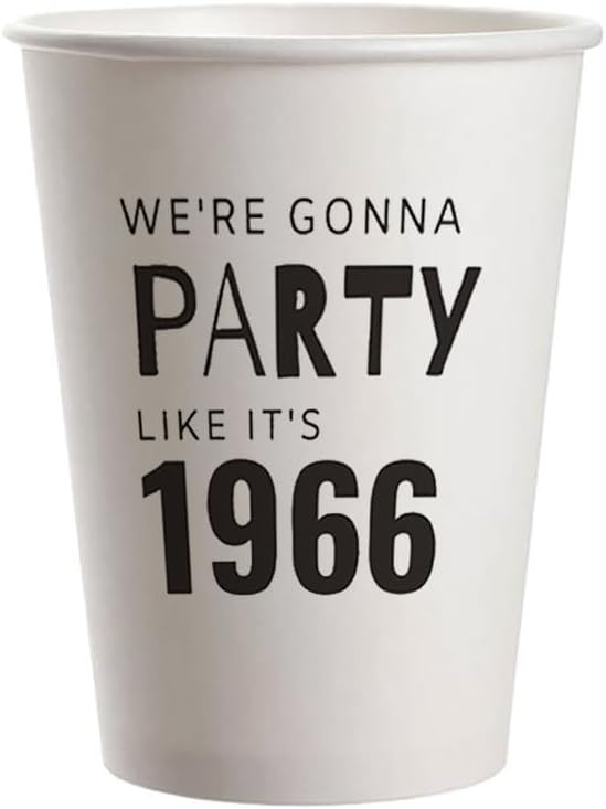 SharkBliss 1966 60th Birthday Party Cups 9oz Black 20 Pack Disposable Cups – Party Like It's 1966