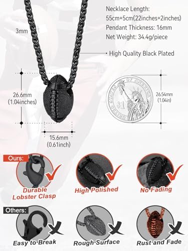 FaithHeart Sports Necklace for Men Women, Stainless Steel Gold Plated 3D Football/Soccer/Basketball/Volleyball Pendant Jewelry with Delicate Gift Packaging - Image 6