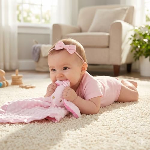 Pro Goleem Loveys for Babies Bunny Security Blanket Baby Girl Gifts Newborn Soft Pink Lovie for Infant and Toddler Snuggle Toy Stuffed Animal, Pink 16 Inch - Image 5