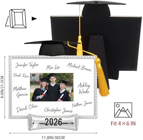 JUSTOTRY Class of 2026 Graduation Picture Frame - Silver Metal Graduation Gifts for High School College, Signature Frame for 4x6 Photo, Graduation Guest Book Alternative, Senior 2026 Graduation Party Decorations & Keepsake - Image 3