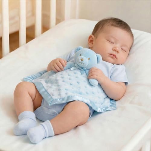 Pro Goleem Teddy Bear Lovey Baby Security Blanket for Boys and Girls Unisex Soft Lovie Baby Gifts for Newborn Toddler Snuggle Toy Stuffed Animal Blue 16 Inch - Image 6