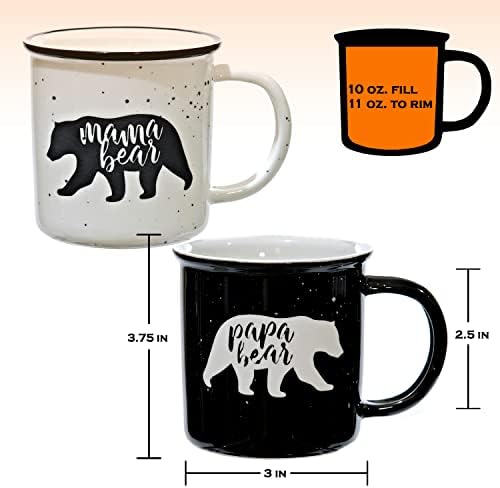 Mama Bear Papa Bear Mug Set of 2, 11 Ounce Mom and Dad Couple Mug Gift - Image 3