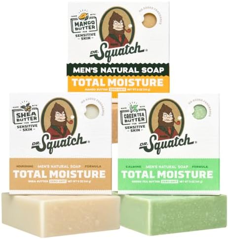 Dr. Squatch Total Moisture Natural Men’s Bar Soap, Soap Bar (5oz, 3-Pack) by DrSquatch