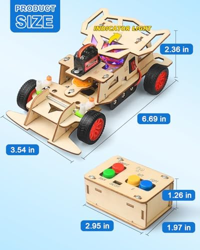 Poraxy STEM Kits for Kids 8-10, STEM Toys for Boys Ages 8-13, Remote Control Car, Wooden 3D Puzzles Science Kits 8-12 Projects Building Model, Birthday Gifts for 9 11 14 Year Old Teen Boys Girls - Image 6