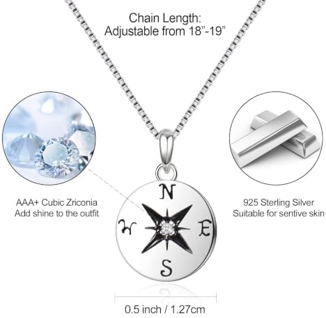 EPIRORA Graduation Gifts 2026 for Her, Sterling Silver Compass Necklace for Women, High School College Class of 2026 Graduation Inspirational Jewelry Gifts - Image 7