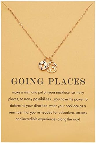 Zealmer Dainty 18K Gold Plated Compass World Map Pendant Necklace Graduation Gift for Friends by Zealmer-RefinedforDistinction