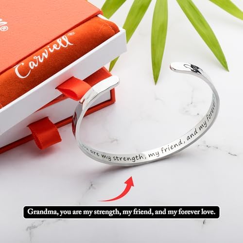 Carviell Bracelets for Women – 100+ Meaningful Engraved Messages – Solid 316L Surgical Stainless Steel Cuff Bracelet – Gift Ready - Image 2