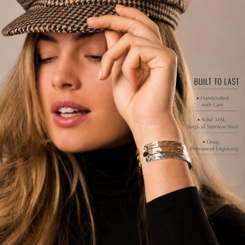Carviell Bracelets for Women – 100+ Meaningful Engraved Messages – Solid 316L Surgical Stainless Steel Cuff Bracelet – Gift Ready - Image 2