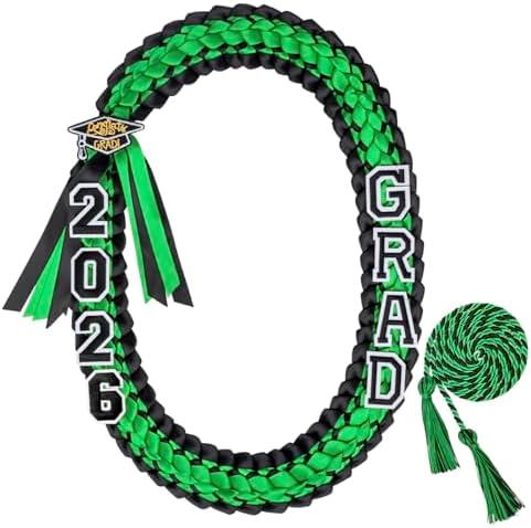 ALKB 2026 Graduation Lei Set - Two-Tone Braided Ribbon with Honor Cord, Unisex Graduation Gift for Graduates, Polyester by ALKB