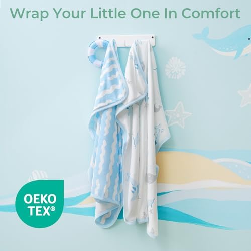 Momcozy Baby Towels, Soft Absorbent Bath Towel for Newborn&Toddler,Whale - Image 5