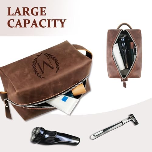 Personalized PU Leather Travel Toiletry Bag for Men Engraved Initial - Image 5