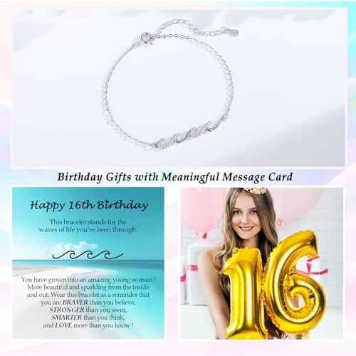 Gifts for Women, Cool Waves Bracelet Christmas Birthday Gift for Happy Birthday 21st, 30th, 40th, 50th, 60th Birthday Gift Ideas for Women Ladies Bestie Friend Sister Mom Daughter Wife Grandma - Image 2