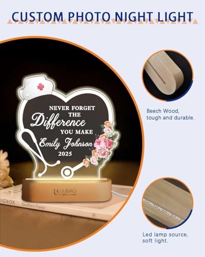 Personalized Graduation Gifts Custom Photo Name Night Light LED Table Lamp for 2026 University High School Senior Keepsake(Nurse) - Image 6