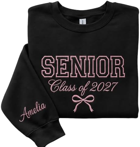 Chillever Personalized Embroidered Senior Sweatshirt, Custom Class of 2027 Sweater, Retro Graduation Gift for High School by Unknown