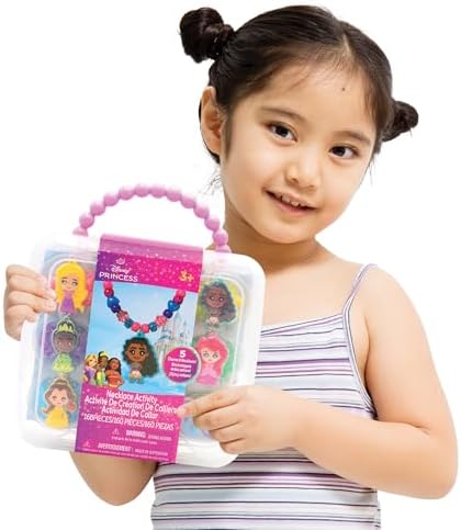 Disney Princess Necklace Activity Case – Jewelry Making Kit with Beads, Charms & Strings – Create Custom Princess Necklaces – Craft Gift for Girls Ages 3+ – Portable Storage Case Included - Image 5