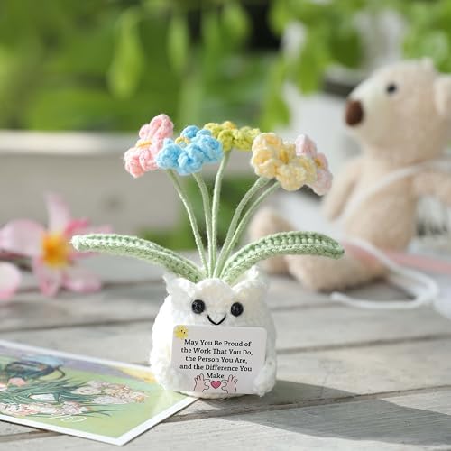 Forget-Me-Not Crochet Flower Pot, Meaningful Gift for Boss & Leaders - Image 2