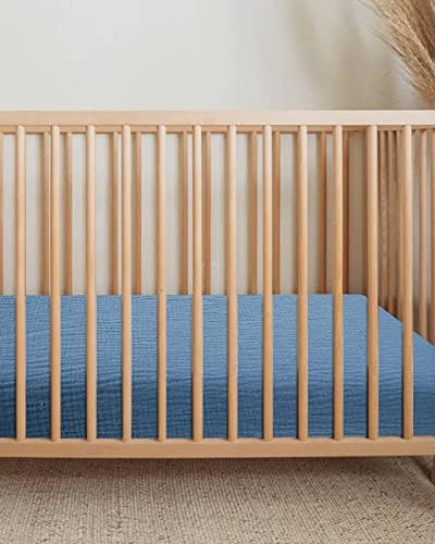 Muslin Bassinet Sheets 1 Pack, 33" x 17", (Blue) - Image 4