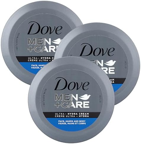 Dove Men+Care Ultra Hydra Cream, Face, Hands and Body care, All Skin Types, 3-Pack of 5.07 Oz Each, Jar by Dove