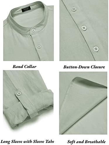 COOFANDY Men’s 2 Piece Cotton Linen Set Casual Beach Outfits Long Sleeve - Image 4