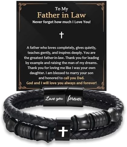 EFVISD Lover You Forever Leather Cross Bracelet for Men Boys Gifts by EFVISD
