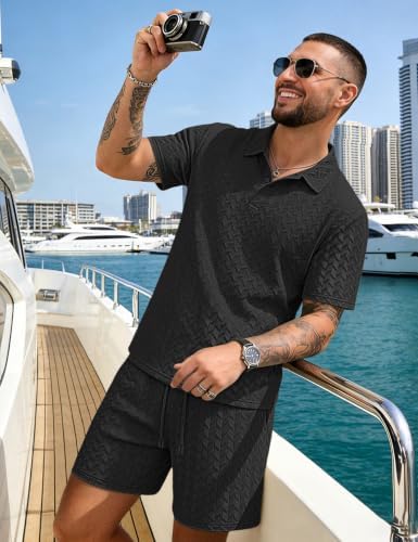 Men's 2 Pieces Outfits Casual Polo Shirt and Shorts Set Collar Athletic Jogging Summer Tracksuit - Image 5