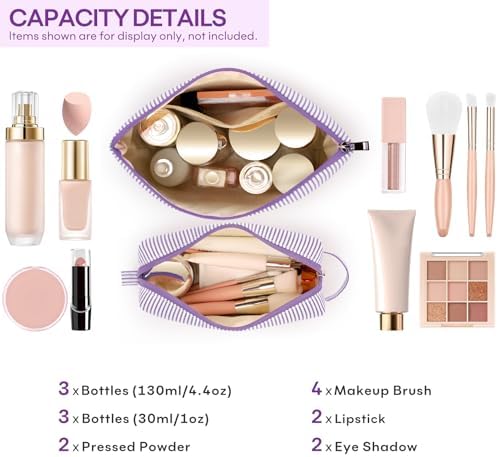 2 PCS Initial Makeup Bags for Women: Cosmetic Bag for Travel Toiletry - Birthday Gifts for 11 12 13 14 15 16 17 18 Years Old Girl Graduation Teacher Gift- Teen Girl Gifts Trendy Stuff - Purple G - Image 3