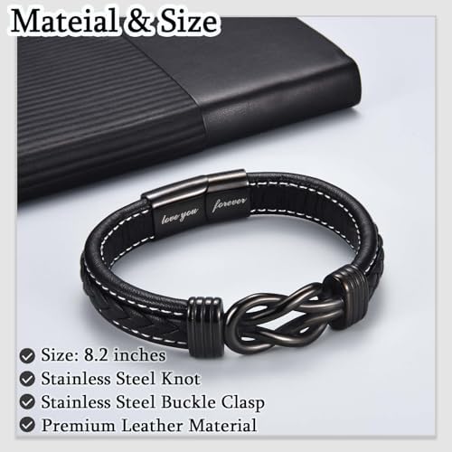 Love You Forever Infinity Leather Bracelet Gifts for Men Him Teen Boys - Image 4