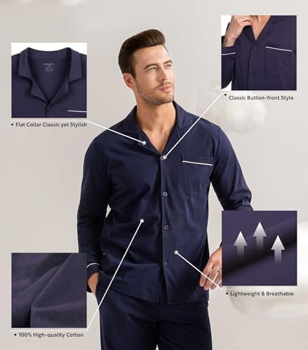 DAVID ARCHY Men's Pajama Set, Premium Combed Cotton Long Sleeve Sleepwear - Image 4